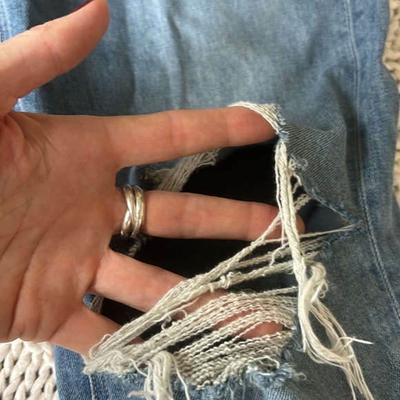 PAIGE Wide Leg DISTRESSED Button Fly High Rise Jeans - Picture 6 of 16